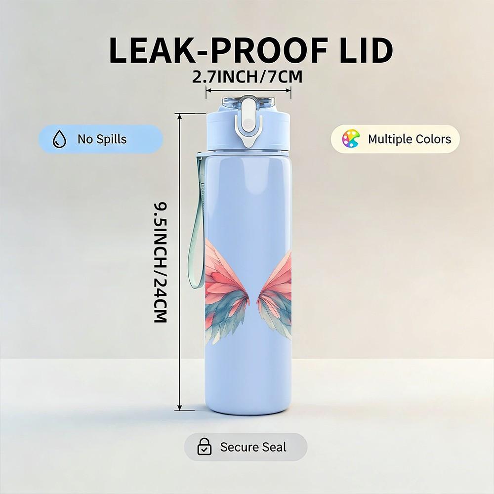 1PC Gradient Butterfly Wing Art 750ml Color Plastic Sports Water Bottle Leakproof Flip Straw Lid Suitable for Sports Office Home Use