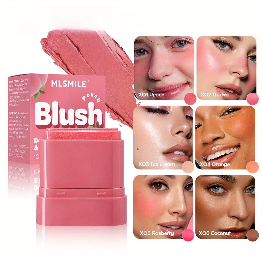 Flat Tube Fruit Blush Stick Two-in-one Lipstick, Easy To Apply Color and Highlight, Contour and Rouge, Convenient and Easy To Carry