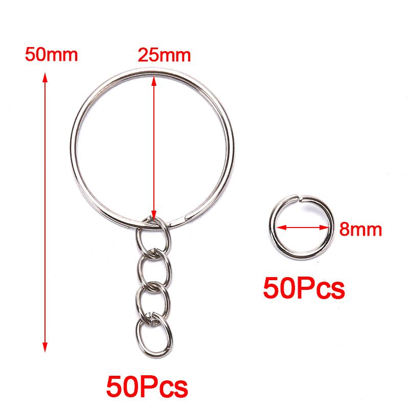 100Pcs 50Pcs Keychain Rings With Chain And 50Pcs Open Jump Rings Diy Key Chain