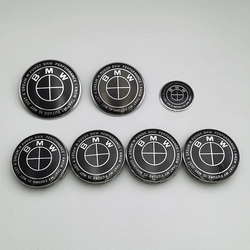 Набор из 7 эмблем BMW 82мм 74мм 45мм 56мм 68мм Логотип на капот автомобиля Значок на заднюю крышку багажника Колпачки на ступицы колес Наклейка на руль