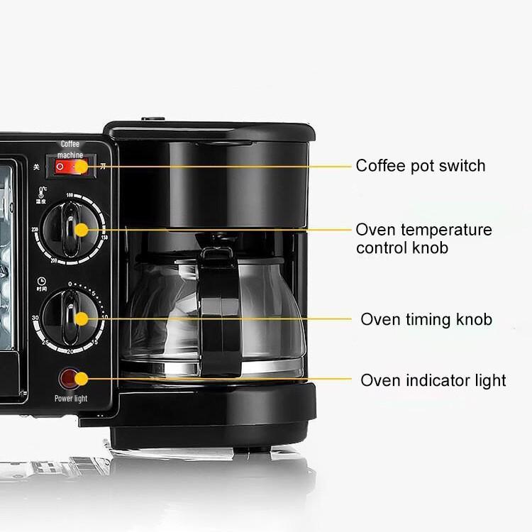 3-in-1 Multifunctional Breakfast Maker: Coffee, Toaster, and English Breakfast Machine