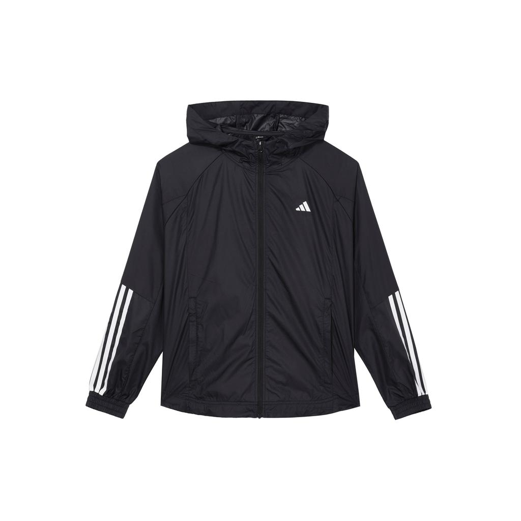Adidas Wind.Rdy Hyperglam Полосатая куртка с капюшоном и длинными рукавами с логотипом Женская верхняя одежда Черный IS8036
