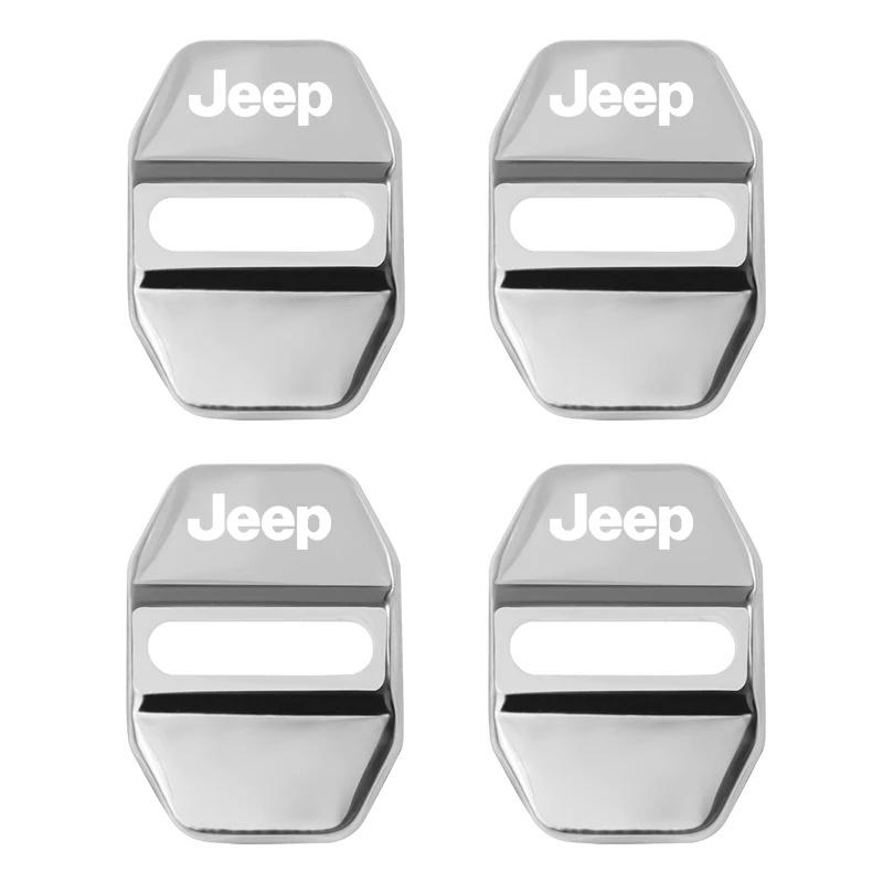 4Pcs Anti-Scratch Zinc Alloy Car Door Lock Protector Cover for Jeep Renegade Wrangler JK JL Grand Cherokee Car Decor Accessories ALO1