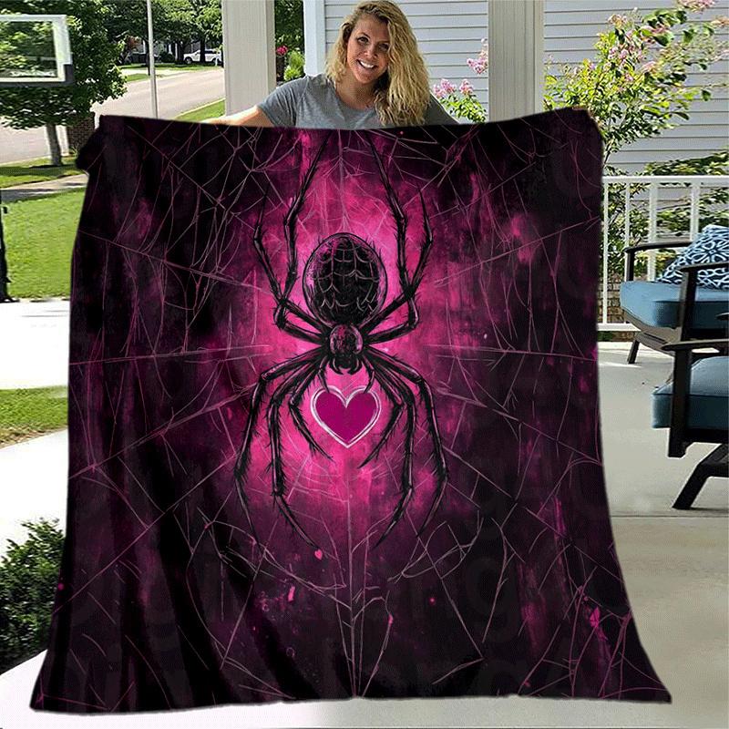 1pc Spider Printing Lightweight Flannel Blanket, Comfortable and Warm Blanket, for Camping Sofa Bed and Couch Office, Suitable for Gift Blank