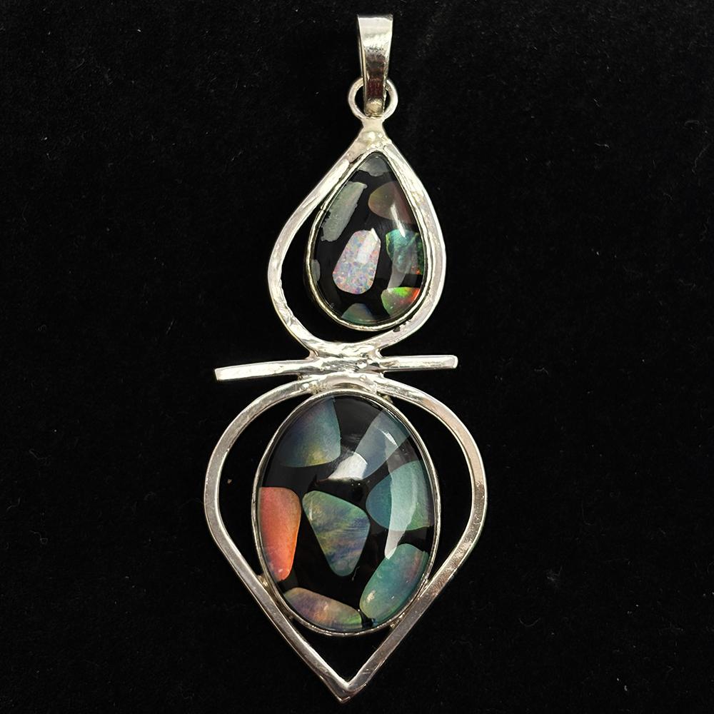 52 Ct Natural Opal Sterling Silver Fancy Pendant For Anniversary Gift