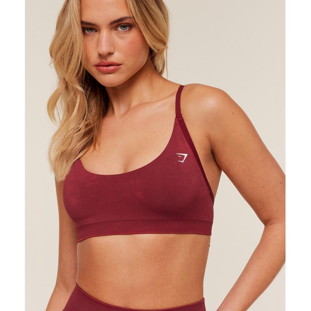 Gymshark Повседневный бесшовный стираный спортивный бюстгальтер Красная стирка B6b8y Rccj