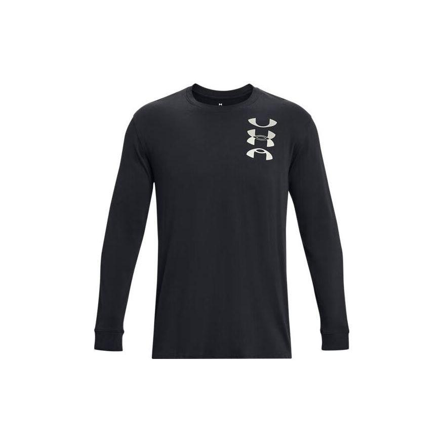 Under Armour Anywhere Back Logo Graphic Print Training Long Sleeve T-Shirt Men Tops Black 1381044-001