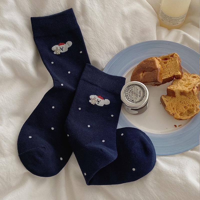 Женские весенне-осенние цветные полосатые милые мультяшные носки-гольфы в колледжском стиле