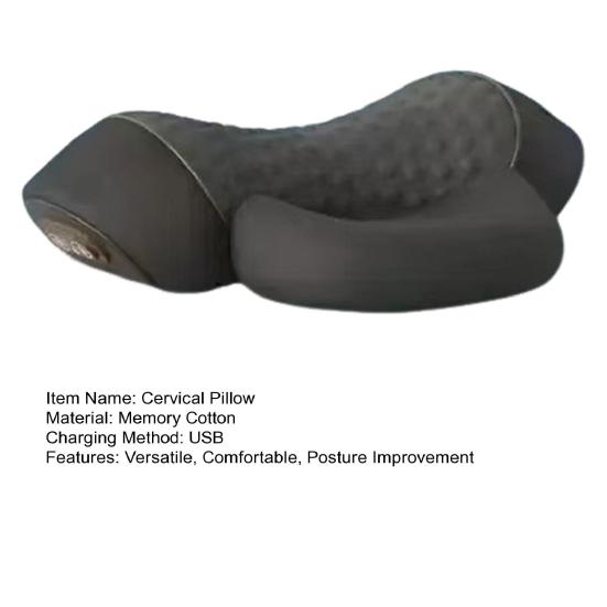 Шейная подушка для глубокого расслабления шеи, массажер для шеи 3-в-1 с электроподогревом для коррекции осанки