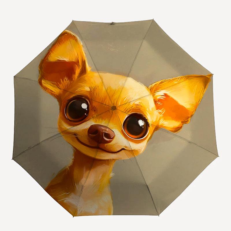Chihuahua, Cute Automatic Folding Umbrella Compact 8 rib Design, Unique Style, Suitable for Everyday Outdoor Use, Perfect Gift for Friends a