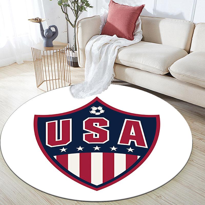 USA national football logo Round Rug, Non Slip Washable Circular Carpet For Living Room Bedroom Playroom, Sports Fan Decor, Holiday Birthday Gift