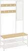 Clothes Rack with Shoe Storage, Hallway Tree with Mirror, Hooks, Bench and Shoe Shelves, 35 X 98 X 180 Cm, Hallway