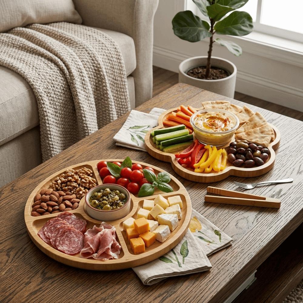 Bamboos Tea Tray Thickened Tea Platter Water‑proof Serving Plate Dried‑fruits Holding