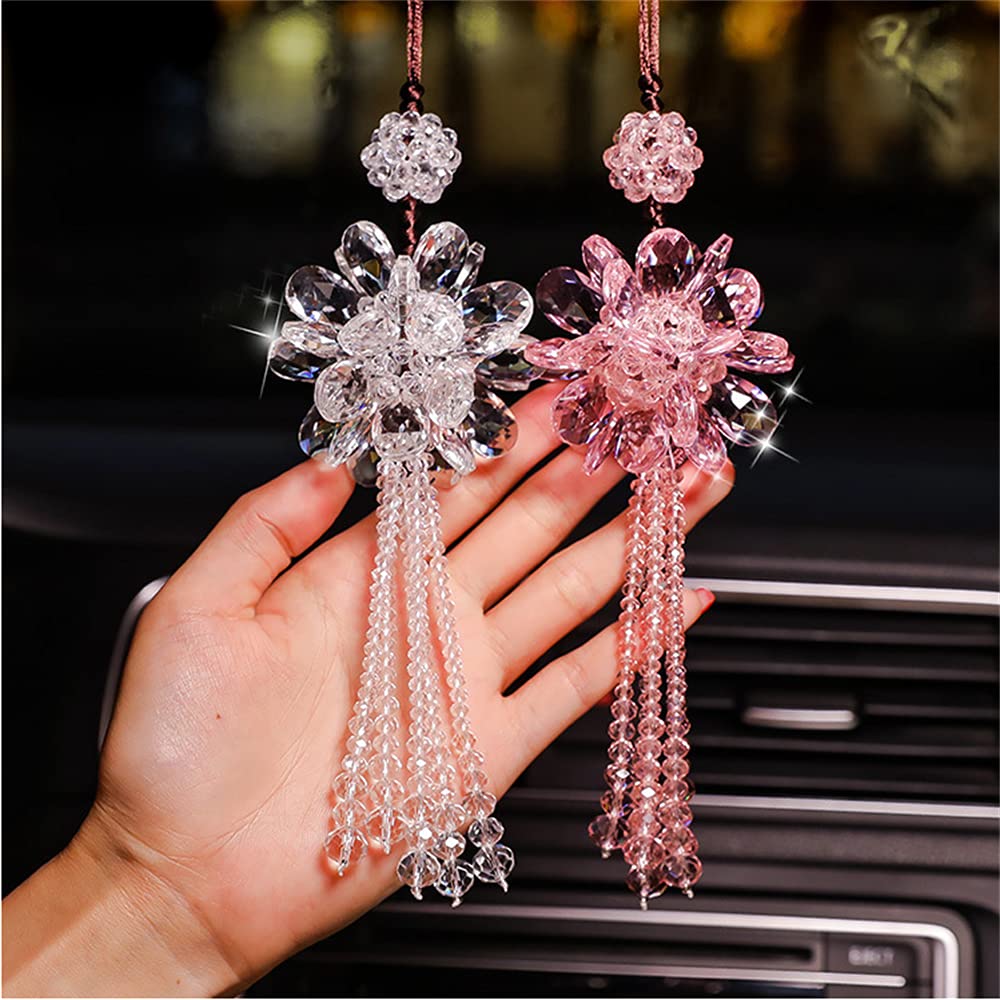 Автомобильный кулон, зеркало, украшение для салона автомобиля, подвесное украшение из кристаллов, подвеска для сумки, зеркало, хрустальная сумка (розовый)