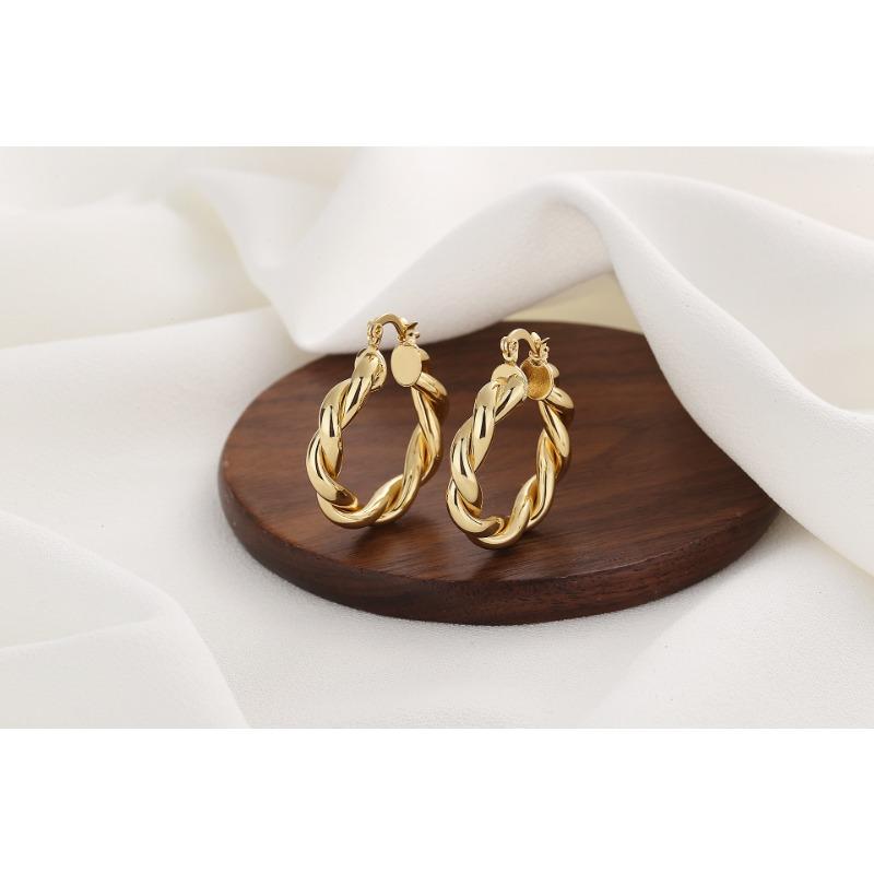 Fashionable Earrings and Ear Buckles Geometric Twists and Simple Temperament Versatile Circle Earrings