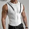 Летние мужские топы без рукавов с круглым вырезом и застежкой-молнией на плечах