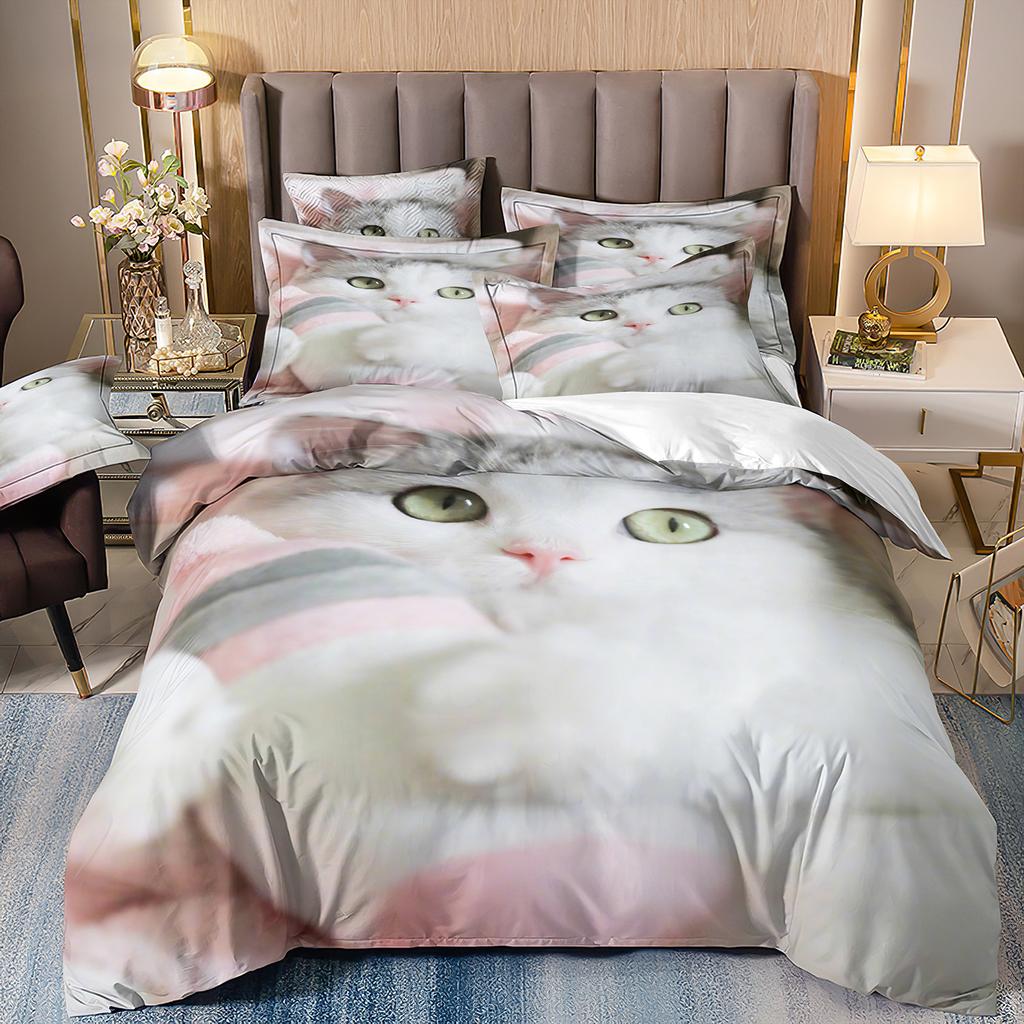 Комплект постельного белья с 3D милыми волками, кошкой и собакой, милый пододеяльник, пододеяльник, покрывало в этническом стиле с дикими животными и наволочками