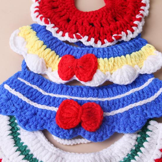 Knitted Pet Collar Tie Adjustable Handmade Small Animals Collar Strap for Chicken Duck Goose Parrot Rabbits