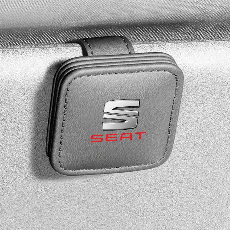 djbf10 Car Sunglasses Holder Eyeglasses Hanger Sun Visor Glasses Clip For Seat Leon Ibiza Alhambra Exeo Altea Arona Mii Car Accessories