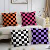 Классическая клетчатая квадратная наволочка из короткого плюша с принтом, наволочки для квадратных декоративных подушек, диван, домашний декор