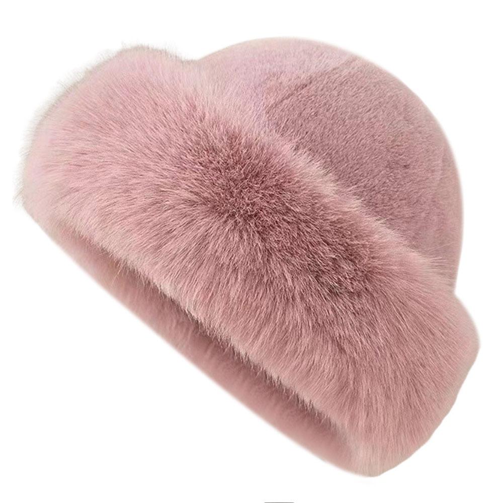 New Fluffy Fur Winter Hat Plush Thicken Bucket Hat Solid Color Cold Windproof Berets Chrismas Gifts
