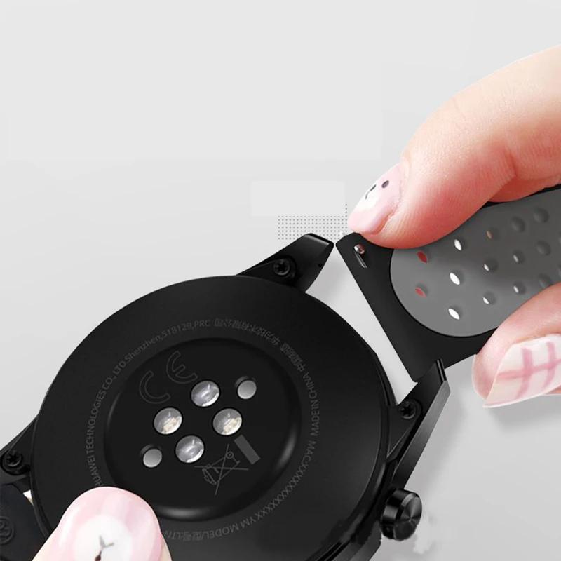 20mm Silicone Band for Samsung Galaxy Watch 7-FE-6-5-pro-4-Classic/active 2 22mm Sport Hole Bracelet Huawei GT 5-4-3 Watch Strap