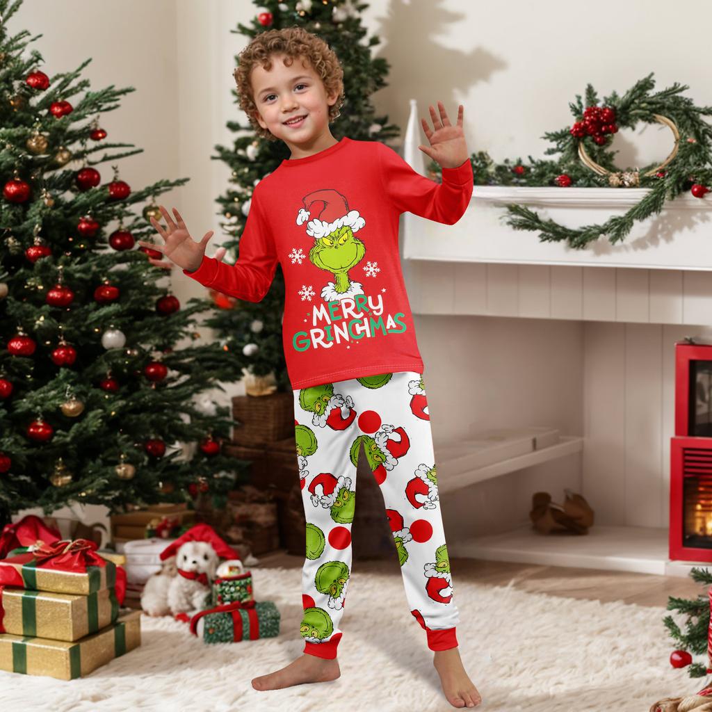 Принт Милый Семейный Комплект Пижамы, Домашняя Одежда, Семейный Комплект Топ с Длинным Рукавом и Брюки