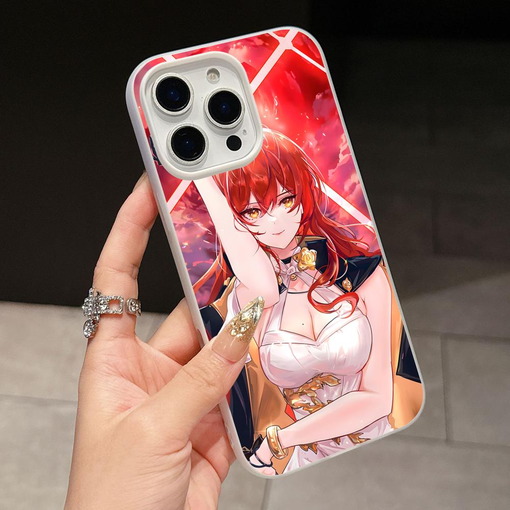 HSR Himeko Желе Двухслойный Белый Чехол для Мобильного Телефона для iPhone 17 16 15 14 13 12 11 Air Pro Max Plus Защитный