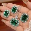 Jewelry Set Jewelry Necklace Ring Stud Earrings Treasure Emerald Elegance Female