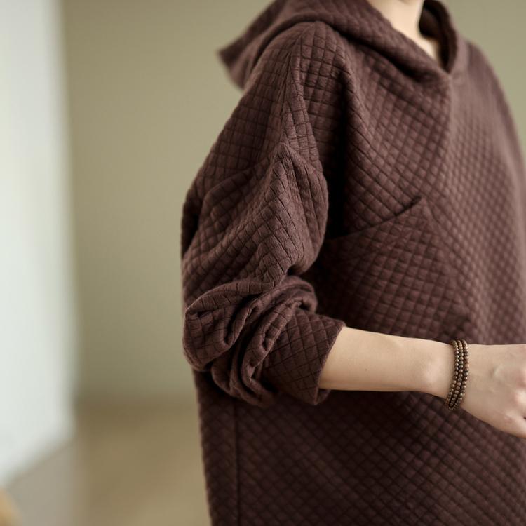 DIMANAF 2024 Autumn Vintage Pullovers Tops Women Plaid Clothing Hoodies Sweatshirts Oversize Loose Casual