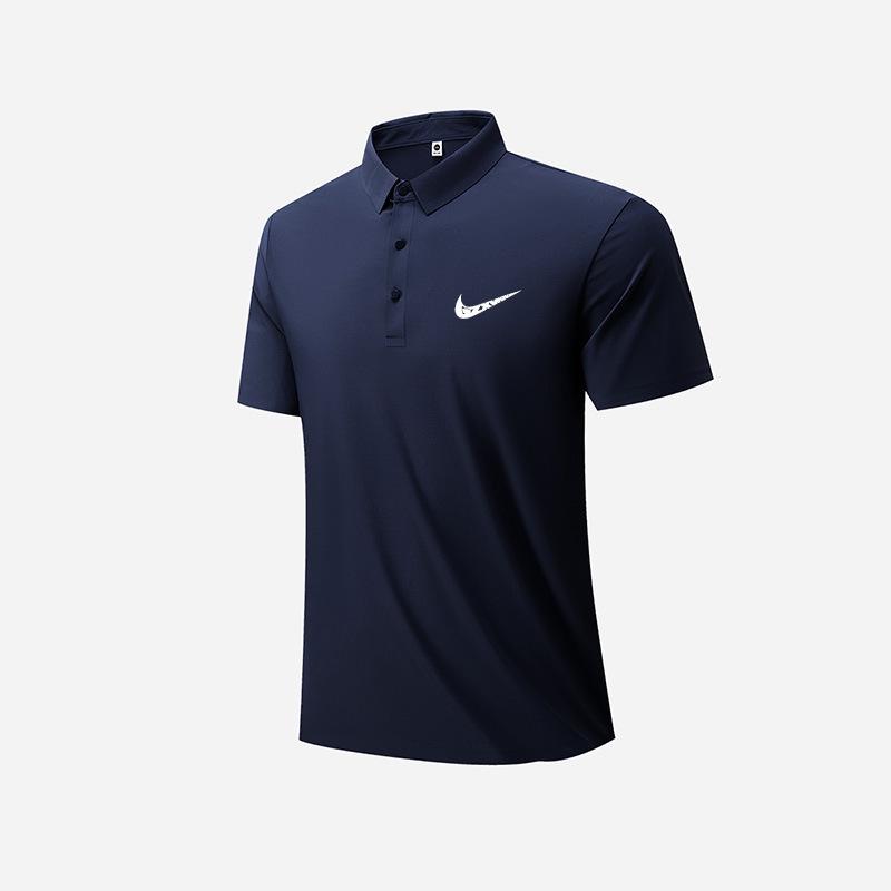 Мужская летняя дышащая поло с быстрым высыханием - Эластичный топ из ледяного шелка с коротким рукавом, модный