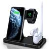 Зарядная станция 4-в-1 Qi беспроводная 10 Вт быстрая зарядка для iPhone 13 12 11 XS XR X 8 Airpods Pro Apple Watch SE 6 5 4 3