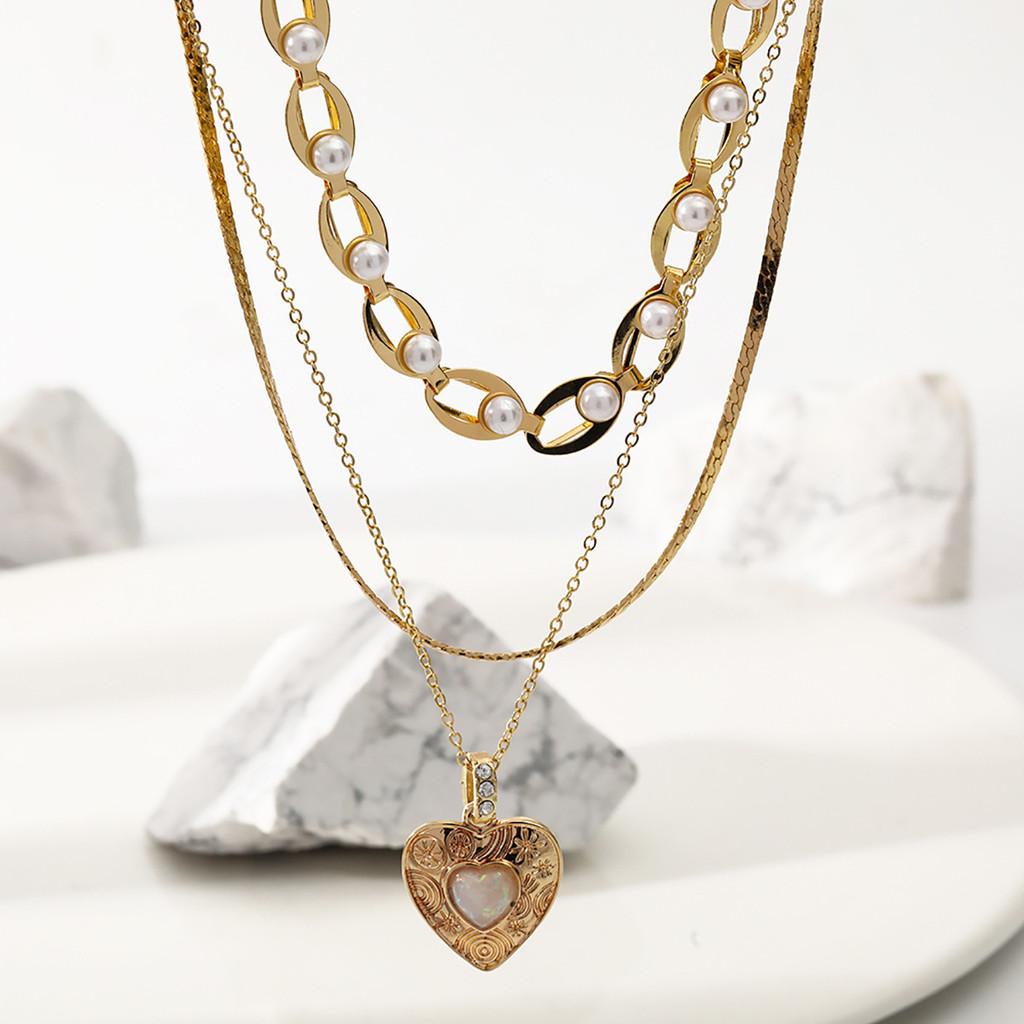 Trendy Multi-layer Heart Shaped Necklace For Women Elegant Fashion Jewelry Accessory
