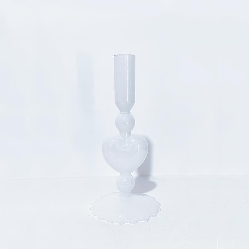 Romantic Glass Vase Red Heart Shape Candlesticks Taper Candle Holders Candlesticks Decoration