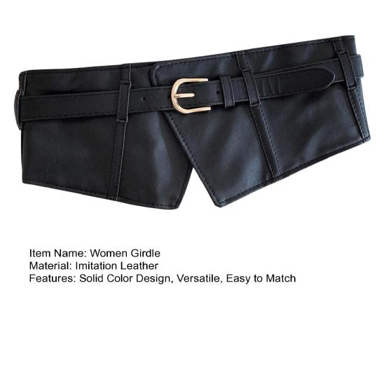 Women Girdle Solid Color Imitation Leather Waist Belt Adjustable Length Waist Belt Dresses