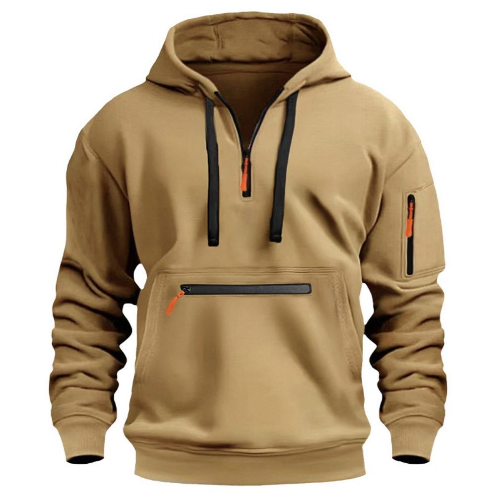 New Men's Sweatshirt Autumn and Winter Fleece Sweatshirt Loose Large Size Zipper Hoodie