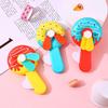 Cute Donut Manual Hand Press Fan No Battery Required Mini Cooling Toy for Kids Theme Party Giveaway Gifts
