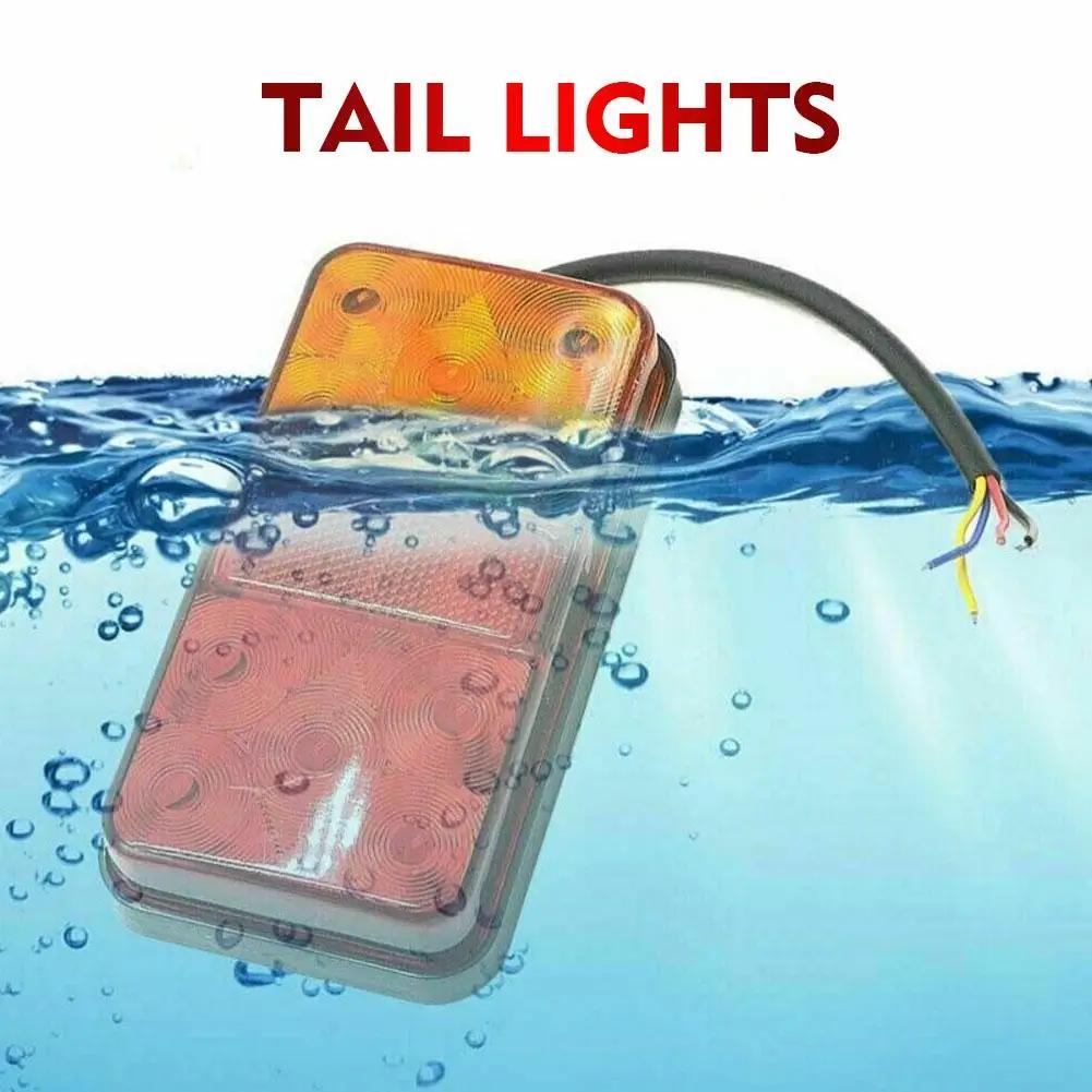 1 Pair 12V Rear Stop LED Lights Tail Brake Indicator Truck Van Lamp Trailer Light Waterproof For Trailer Caravans Boats
