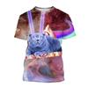 Men's T-shirts Cartoon Laser Pizza Cat Art 3D Print Anime t shirt Men Women Short Sleeve O-Neck Tees Casual Street Y2k Tops
