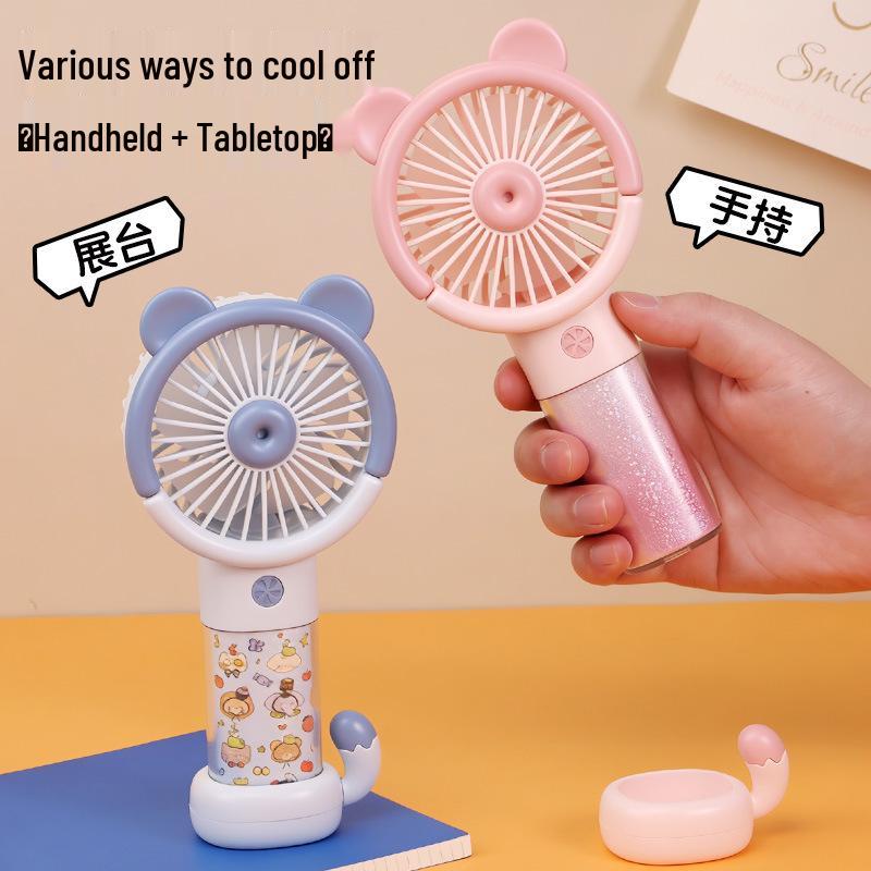 Children's USB Rechargeable Handheld Fan with Light - Quiet, Portable, High Wind Power