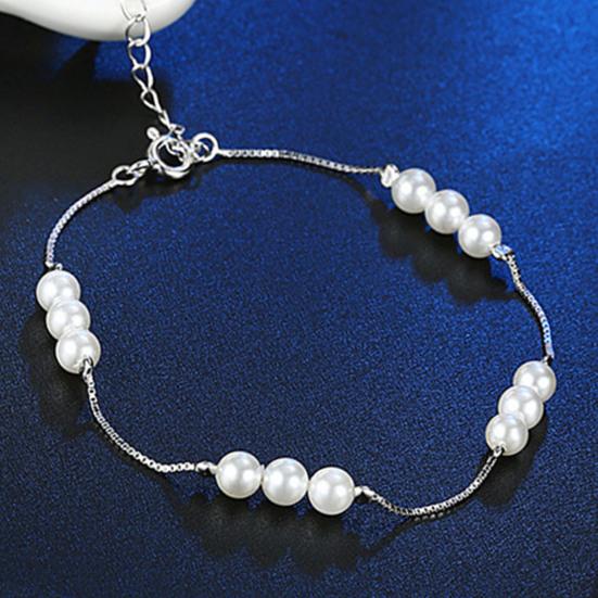 SILVERHOO женский браслет из искусственного жемчуга, простой серебряный браслет 925 пробы, женский нежный браслет из искусственного жемчуга для улицы