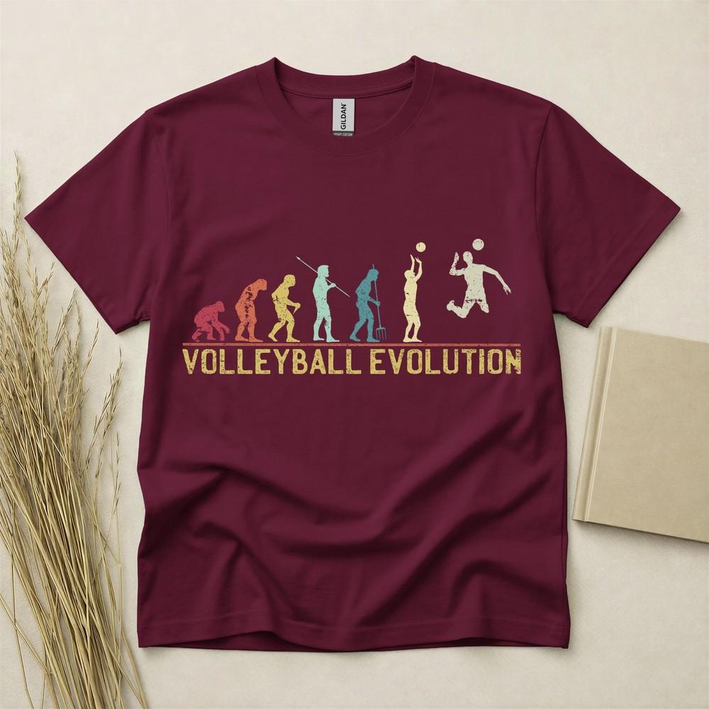 Volleyball Evolution T Shirt Funny Volleyball Gift Sports Tee Gildan Cotton Top