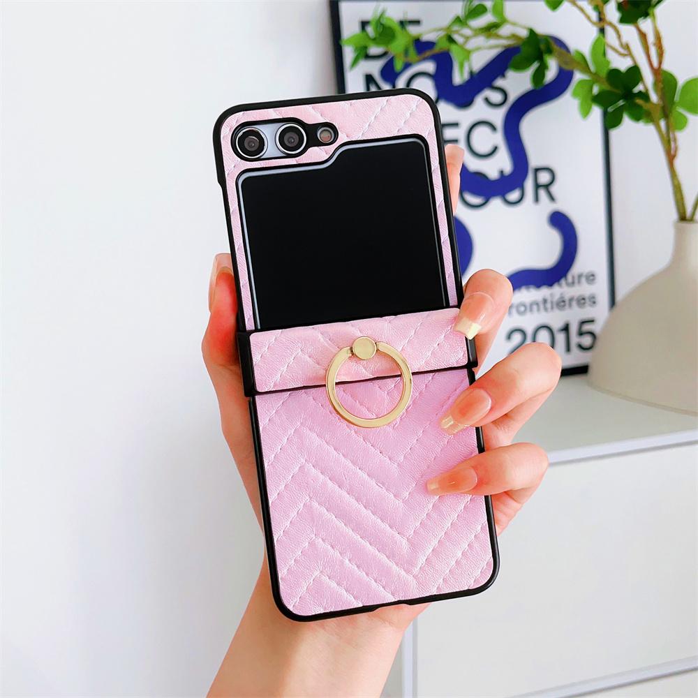 Gradient Leather Colorful Case for Samsung Galaxy Z Flip 4 3 flip G Ring Holder Bracket Shockproof Cover for Samsung ZFlip4