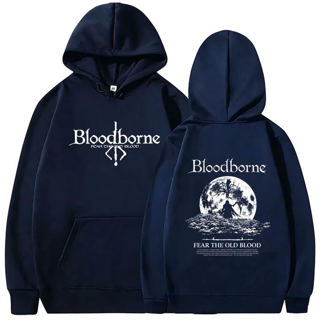 2026 Мягкая хлопковая толстовка Игра Bloodborne Страх Старая кровь Худи с принтом Мужчины Женщины Повседневный Хоррор Стиль Толстовка с капюшоном