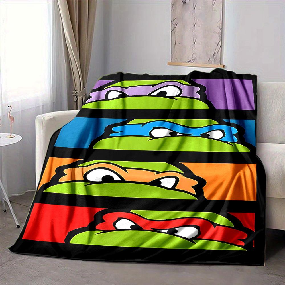 1 шт. Черепашки-ниндзя TMNT Фланелевое покрывало HD-печать Легкое Мягкое Теплое Всесезонное покрывало для дивана, кровати, путешествий, кемпинга Машинная стирка