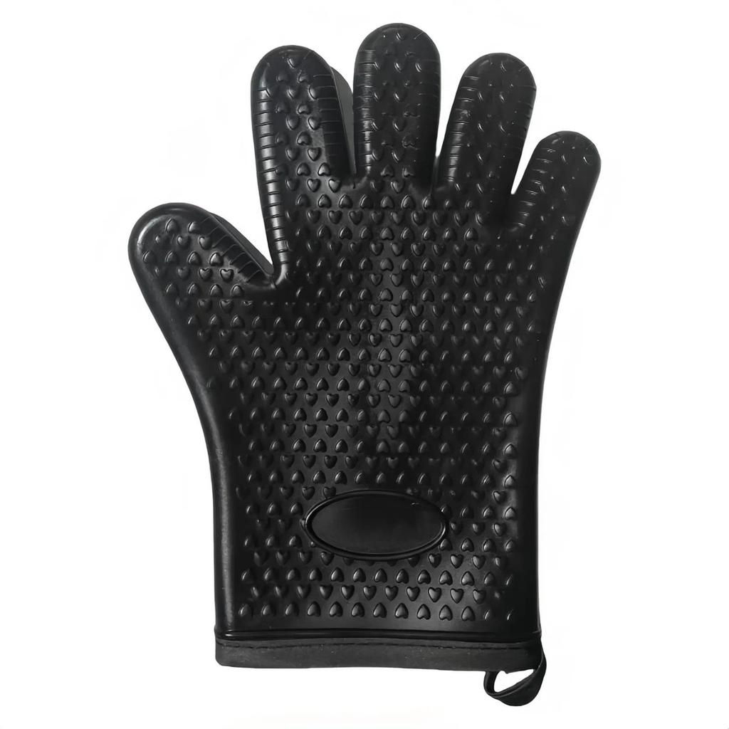 In-Stock Silicone Heat-Insulating Gloves with Padded Five-Finger Design and Widened Edge for Baking and Oven Use