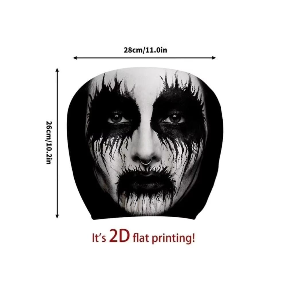 2Pcs Black Car Headrest Cover Scary Face Printing Car Headrest Protector Car Seat Cover  Halloween