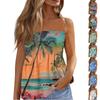 Летние топы-трубы для женщин, милая сексуальная футболка без рукавов с открытыми плечами и цветочным принтом