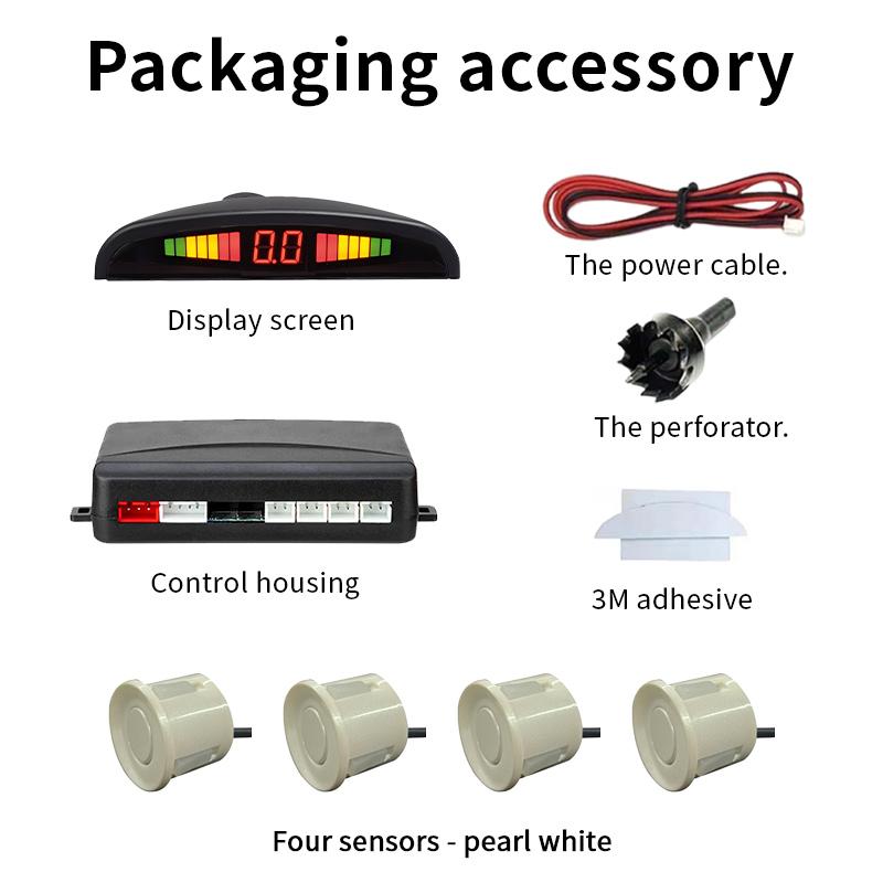 LED Car Parking Sensor 4 Sensors 22mm Buzzer Warning With Display Screen Host Control Box For Truck Van RV