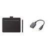 [Amazon.co.jp Exclusive] Wacom Intuos Small Wireless Pen Tablet with Clip Studio Paint, Black, TCTL4100WL/K0 + OTG Cable (microB-A Female To USB 2.0)